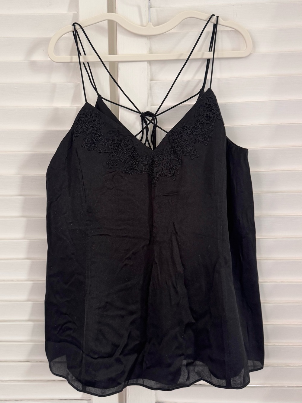 Karen Millen The Atelier Strappy V-Neck Lace 100% Silk Camisole Tank Top - Black